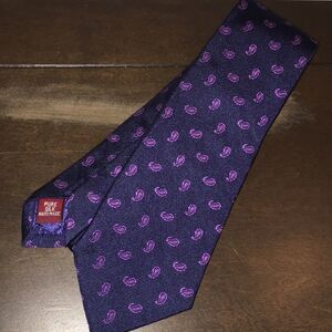 59” x 3 1/2” w-handmade Navy Blue Purple T M Lewin Silk Neck Tie-ask about FREE!
